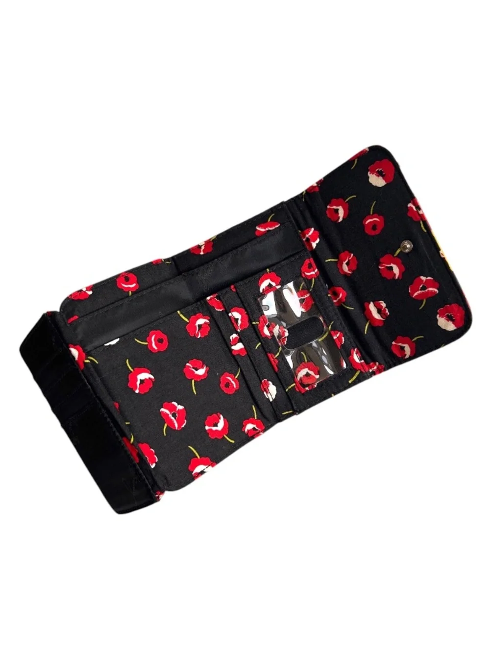 Vera Bradley Euro Tri-fold Wallet Poppy Fields Pattern - Picture 2 of 10